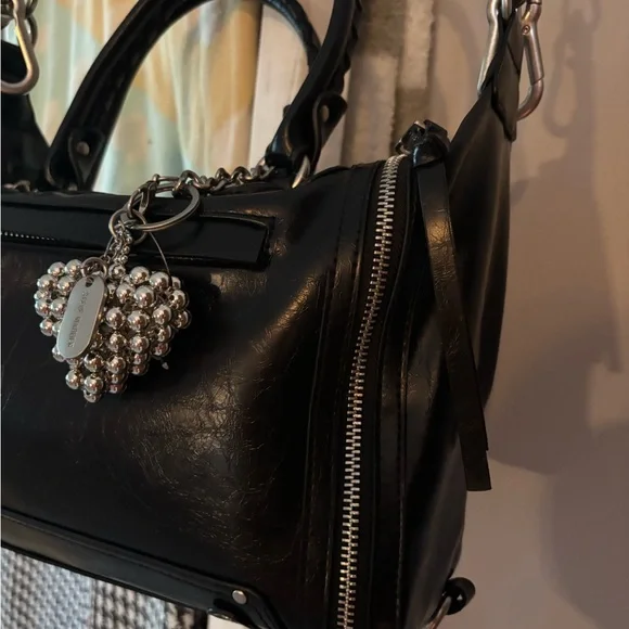 Steve Madden Black Satchel with Silver Accents - Picture 2 of 9